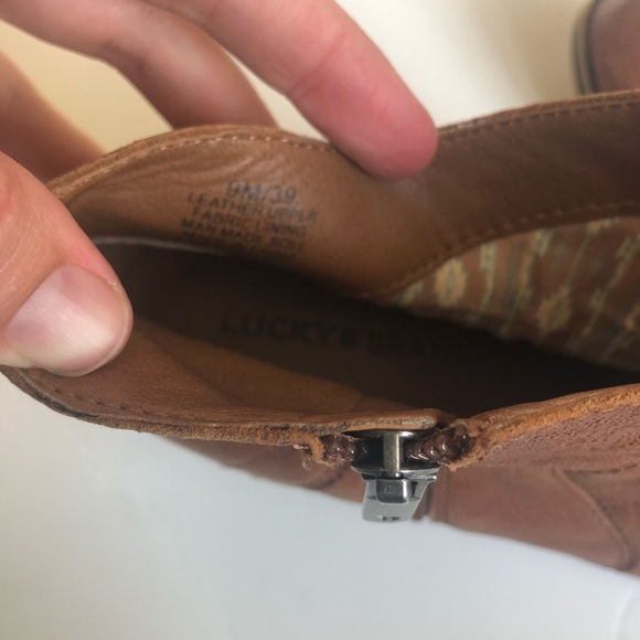 Lucky brand brown leather booties ankle boots - Picture 8 of 8